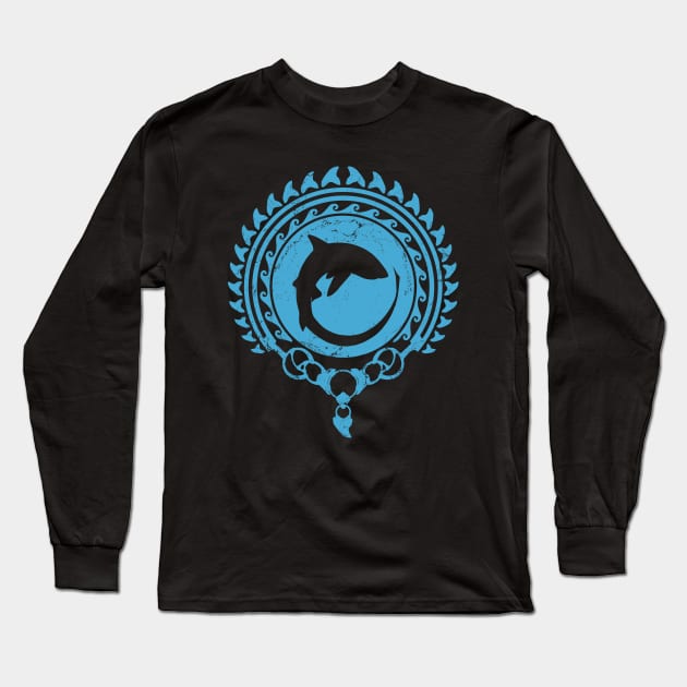 Thresher shark Polynesian design Long Sleeve T-Shirt by NicGrayTees